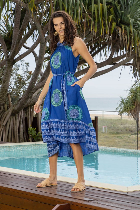 Romi Hi-Lo Halter Dress Ocean